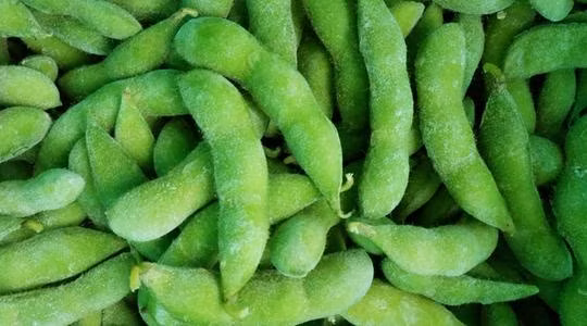 Fèves de soja surgelées, décortiquées, Edamame vert